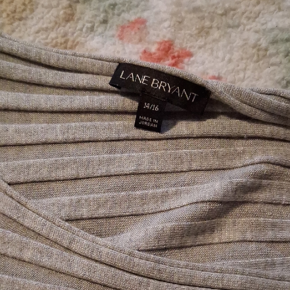 ❤️Lane Bryant Heather Gray Striped Off The Shoulder Sweater